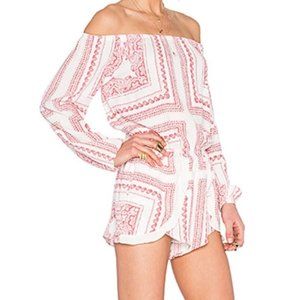 Lovers & Friends Off Shoulder Romper - Red/White